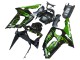 Carenados Moto Kawasaki ZX6R 2003-2004 - Negro Brillante Verde Llama Baratos