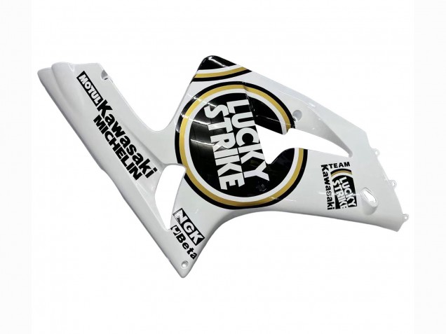 Carenados Moto Kawasaki ZX6R 2003-2004 - Blanco Negro Motul Lucky Strike Baratos