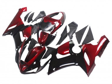 Carenado Moto Kawasaki ZX6R 2005-2006 - Rojo Negro Brillante Baratos