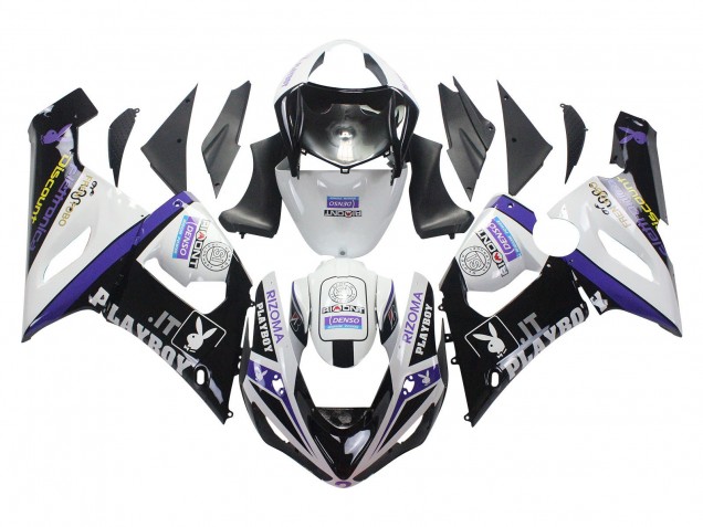 Carenados Moto Kawasaki ZX6R 2005-2006 - Blanco Púrpura Negro Rizoma Playboy DENSO Baratos