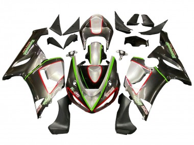 Carenados Moto Kawasaki ZX6R 2005-2006 - Negro Plata Verde Rojo K-26 Baratos