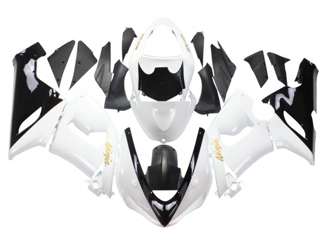 Carenados Moto Kawasaki ZX6R 2005-2006 - Blanco Negro Oro Ninja Baratos