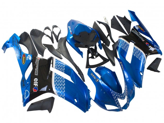 Carenados Moto Kawasaki ZX6R 2007-2008 - Negro Azul Elf Baratos