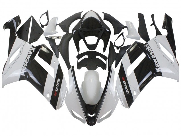 Carenado Moto Kawasaki ZX6R 2007-2008 - Blanco Negro Baratos