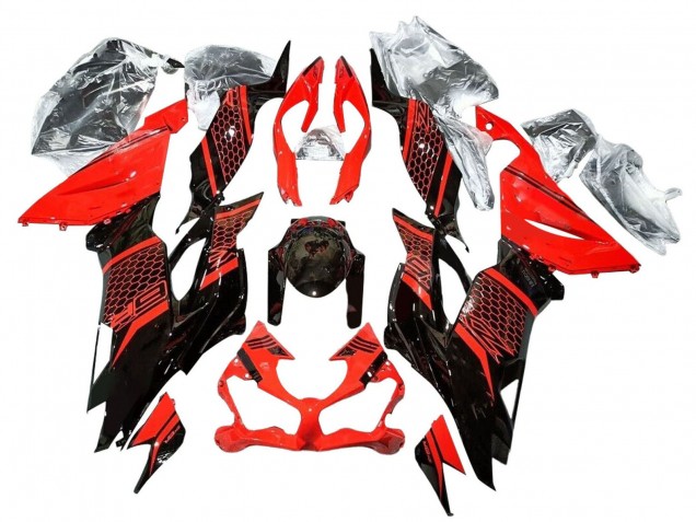 Carenados Moto Kawasaki ZX6R 2019-2022 - Rojo Negro Brillante Honeycomb Baratos