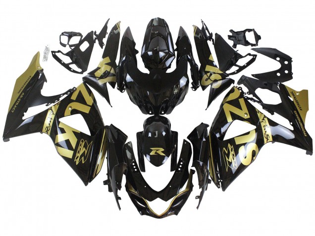 Carenados Moto Suzuki GSXR 1000 2009-2016 - Negro Brillante Oro Baratos