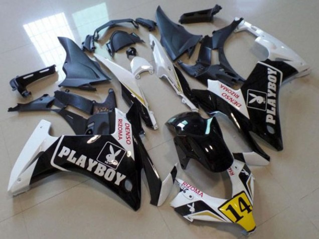 Carenados Moto Honda CBR500R 2013-2015 - Blanco Amarillo Negro Brillante Playboy 14 Baratos