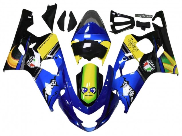 Carenados Moto Suzuki GSXR 600 / GSXR 750 2004-2005 - Azul Amarillo Negro Tiburón Baratos