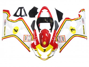Carenados Moto Suzuki GSXR 600 / GSXR 750 2004-2005 - Blanco Rojo Amarillo Michelin Texaon Heron 7 Baratos