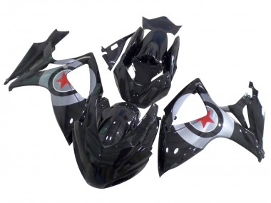 Carenados Moto Suzuki GSXR 600 / GSXR 750 2004-2005 - Negro Brillante Plata Rojo Estrella Baratos