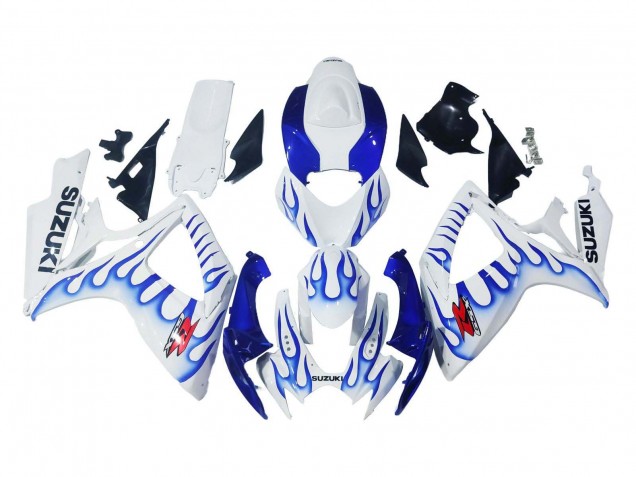 Carenados Moto Suzuki GSXR 600 / GSXR 750 2006-2007 - Blanco Azul Llama Baratos