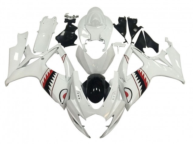 Carenados Moto Suzuki GSXR 600 / GSXR 750 2006-2007 - Blanco Rojo Negro Tiburón Baratos