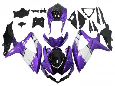 Carenados Moto Suzuki GSXR 600 / GSXR 750 2008-2010 - Púrpura Blanco Negro Brillante Baratos