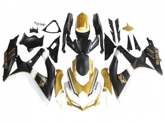 Carenados Moto Suzuki GSXR 600 / GSXR 750 2008-2010 - Negro Mate Blanco Oro Baratos