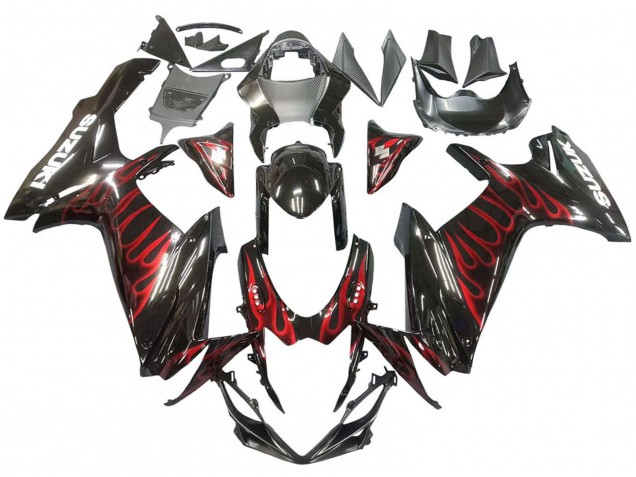 Carenados Moto Suzuki GSXR 600 / GSXR 750 2011-2024 - Negro Brillante Rojo Llama Baratos
