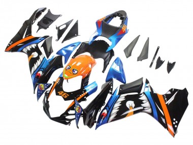 Carenados Moto Suzuki GSXR 600 / GSXR 750 2011-2024 - Azul Claro Naranja Negro Blanco Tiburón 46 Baratos