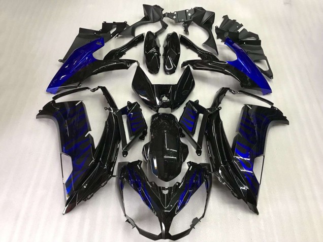 Carenados Moto Kawasaki EX650 2012-2016 - Negro Brillante Azul Llama Baratos