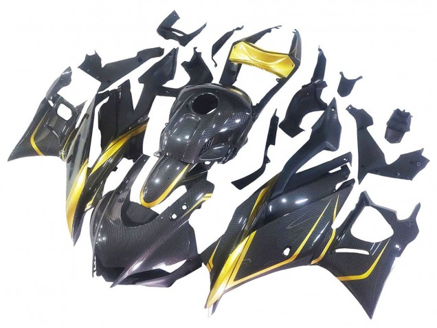 Carenados Moto Yamaha YZF R3/R25 2019-2021 - Oro Negro FibraCarbono Baratos