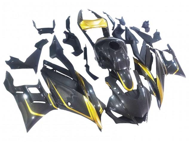 Carenados Moto Yamaha YZF R3/R25 2019-2021 - Oro Negro FibraCarbono Baratos