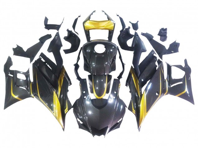 Carenados Moto Yamaha YZF R3/R25 2019-2021 - Oro Negro FibraCarbono Baratos