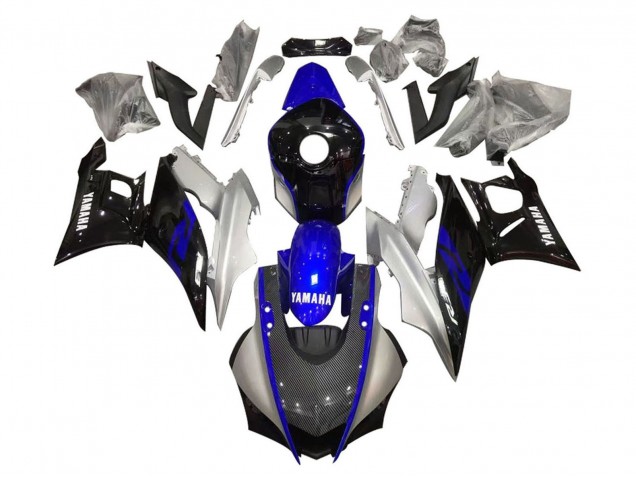 Carenados Moto Yamaha YZF R3/R25 2019-2021 - Plata Azul Negro FibraCarbono Estilo Baratos