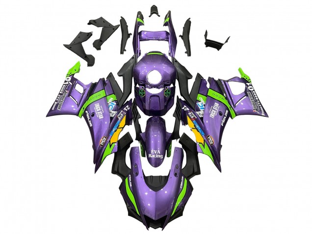 Carenados Moto Yamaha YZF R3/R25 2019-2021 - Púrpura Verde Blanco EVA Racing Baratos