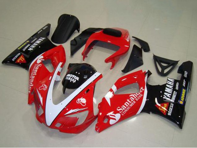 Carenados Moto Yamaha YZF R1 1998-1999 - Rojo Blanco Negro Brillante Motul Santander Baratos