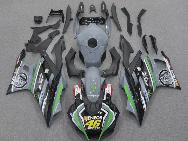 Carenados Moto Yamaha YZF R3/R25 2022-2024 - Nardo Gris Verde Negro Monstruo ENEOS 46 Baratos