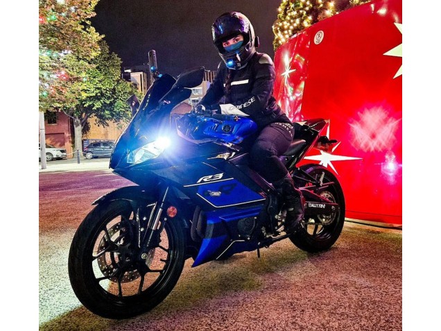Carenados Moto Yamaha YZF R3/R25 2022-2024 - Azul Negro Brillante Baratos