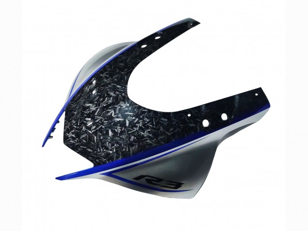 Carenados Moto Yamaha YZF R3/R25 2022-2024 - Marble Negro Plata Azul Falsificado FibraCarbono Estilo Baratos