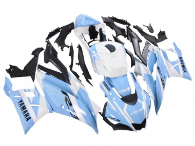 Carenados Moto Yamaha YZF R3/R25 2022-2024 - Blanco Azul Claro Baratos