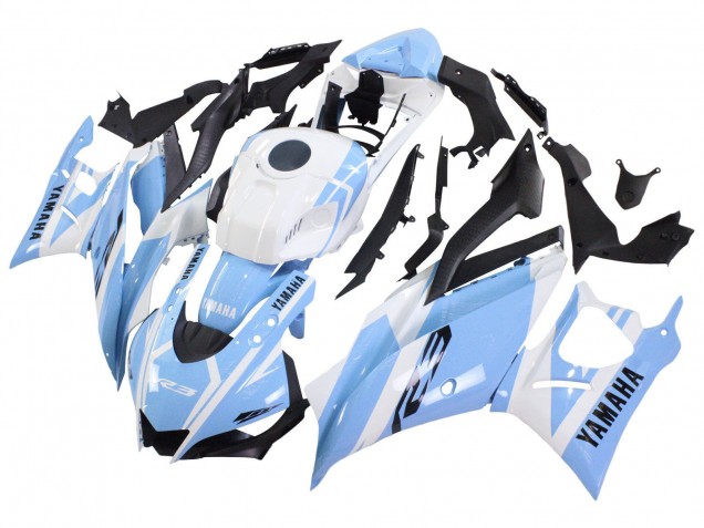 Carenados Moto Yamaha YZF R3/R25 2022-2024 - Blanco Azul Claro Baratos