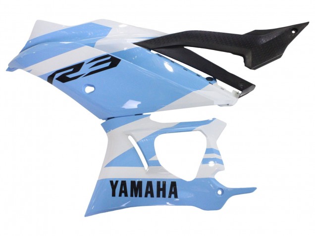 Carenados Moto Yamaha YZF R3/R25 2022-2024 - Blanco Azul Claro Baratos