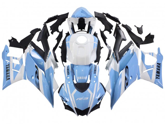Carenados Moto Yamaha YZF R3/R25 2022-2024 - Blanco Azul Claro Baratos