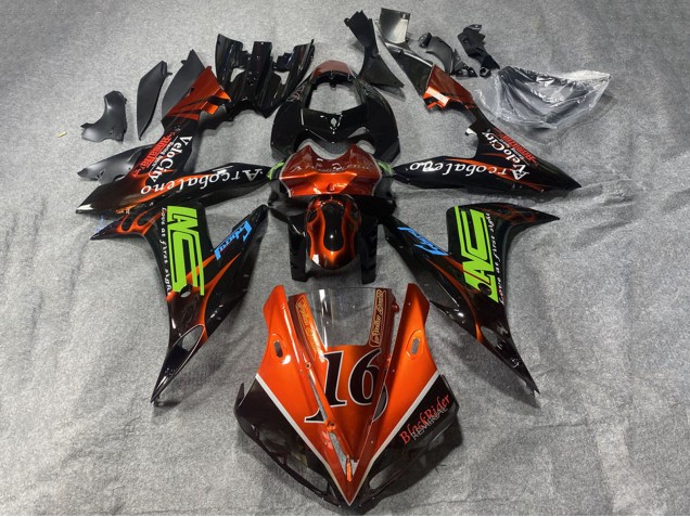 Carenados Moto Yamaha YZF 1000 R1 2002-2003 - Naranja Negro Neon Verde Llama 16 Baratos