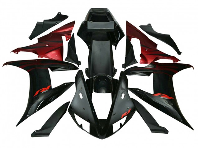 Carenados Moto Yamaha YZF 1000 R1 2002-2003 - Rojo Negro Llama Baratos