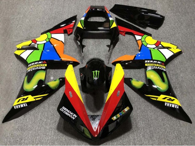 Carenados Moto Yamaha YZF 1000 R1 2002-2003 - Negro Brillante Rojo Amarillo Verde Movistar Semakin Didepan Baratos