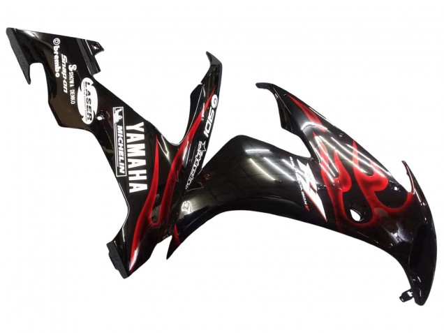 Carenados Moto Yamaha YZF 1000 R1 2004-2006 - Negro Brillante Rojo Llama Baratos