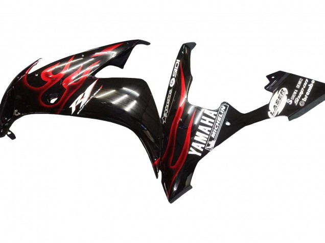 Carenados Moto Yamaha YZF 1000 R1 2004-2006 - Negro Brillante Rojo Llama Baratos
