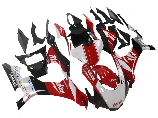 Carenado Moto Yamaha YZF 1000 R1 2015-2019 - Blanco Rojo Negro Milwaukee Baratos