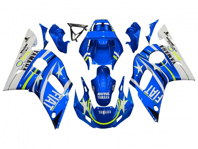Carenados Moto Yamaha YZF 600 R6 1998-2002 - Blanco Azul Neon Amarillo Fiat Motul Michelin Baratos