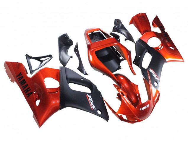 Carenados Moto Yamaha YZF 600 R6 1998-2002 - Naranja Negro Mate Baratos