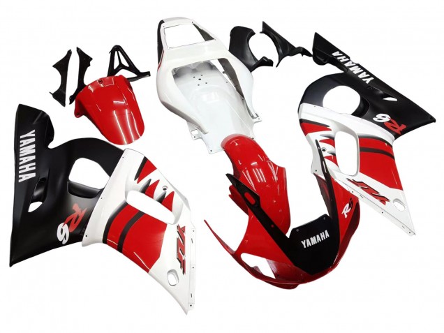 Carenados Moto Yamaha YZF 600 R6 1998-2002 - Blanco Rojo Negro Brillante Baratos