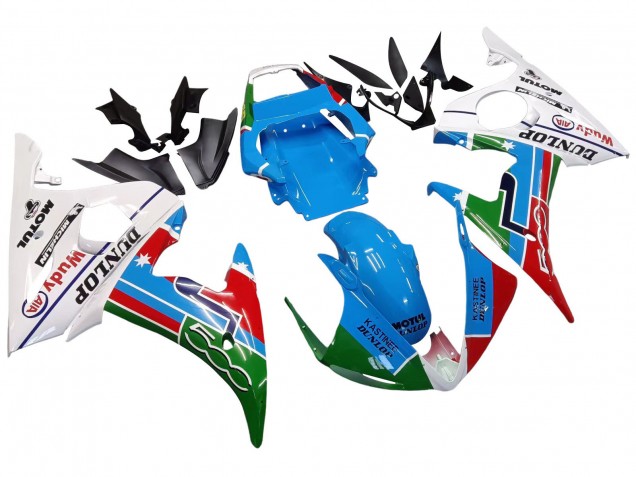 Carenados Moto Yamaha YZF R6 2003-2004 - Blanco Azul Verde Rojo Kastinee Dunlop Motul Baratos