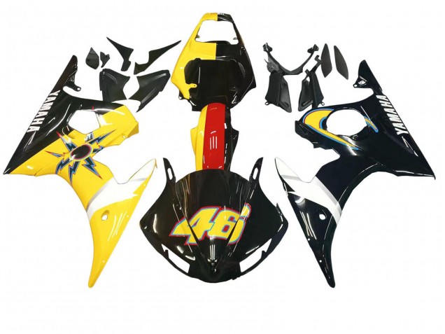 Carenados Moto Yamaha YZF R6 2003-2004 - Amarillo Rojo Negro Brillante 46 Baratos