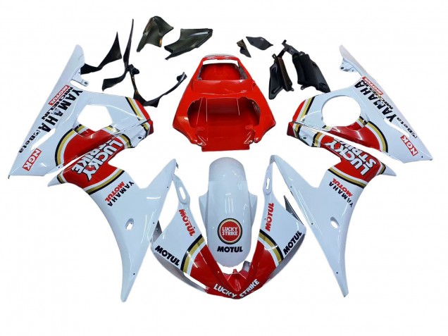 Carenados Moto Yamaha YZF R6 2003-2004 - Blanco Rojo Lucky Strike Motul Baratos