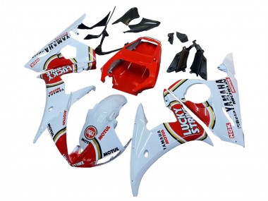 Carenados Moto Yamaha YZF R6S 2006-2009 - Blanco Rojo Lucky Strike Motul Baratos