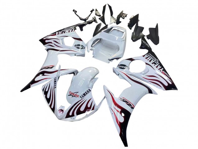 Carenados Moto Yamaha YZF R6S 2006-2009 - Blanco Dark Negro Llama Baratos