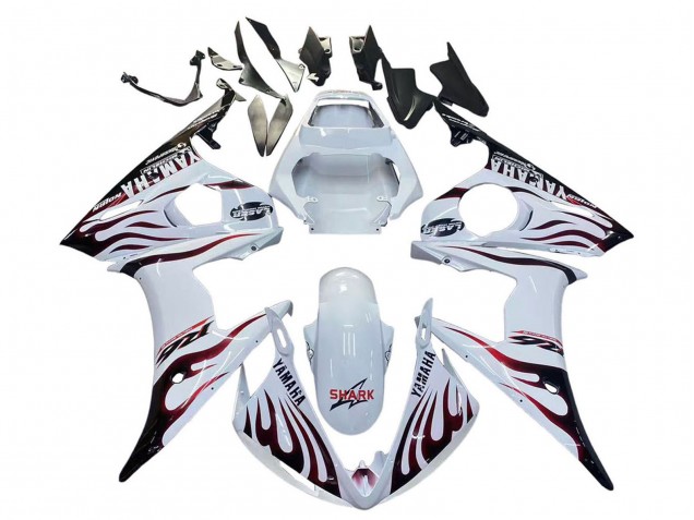 Carenados Moto Yamaha YZF R6S 2006-2009 - Blanco Dark Negro Llama Baratos