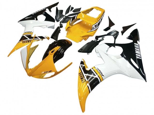 Carenados Moto Yamaha YZF R6S 2006-2009 - Amarillo Blanco Negro Brillante Baratos